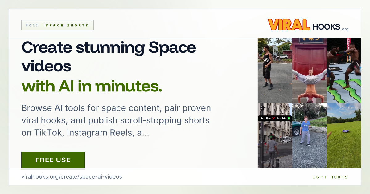 Space AI Video Tools & Hooks — Create Shorts in Minutes | Viral Hooks ...